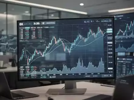 Moderne Finanz-Charts auf einem Bildschirm zur Darstellung der Marktentwicklung von MDAX-Aktien - Foto: über boerse-global.de