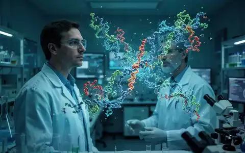 Wissenschaftler betrachtet 3D-Hologramm von Proteinmolekülen in einem modernen medizinischen Forschungslabor. - Foto: über boerse-global.de