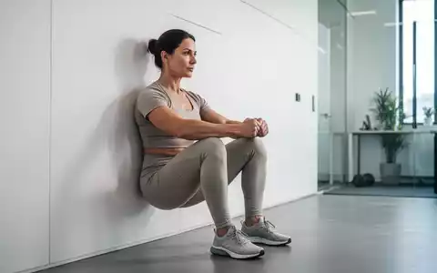 Eine Person führt einen Wandsitz an einer hellen Wand aus, um den Blutdruck zu senken. - Foto: über boerse-global.de