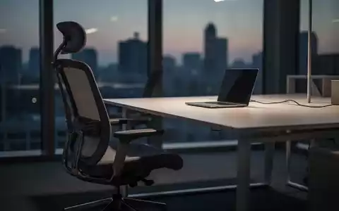 Ein leerer, modern eingerichteter BĂŒroarbeitsplatz in der DĂ€mmerung, der eine AtmosphĂ€re von Erschöpfung und Stille vermittelt. - Foto: ĂŒber boerse-global.de