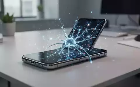 Ein Smartphone zeigt eine abstrakte KI-Schnittstelle in einem modernen Büroarbeitsplatz. - Foto: über boerse-global.de