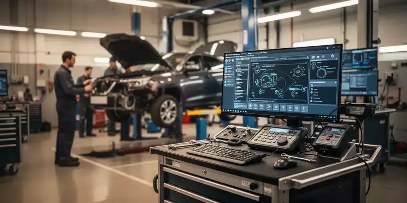 Moderne Kfz-Werkstatt mit professionellen Arbeitsplätzen und technischer Ausrüstung. - Foto: über boerse-global.de