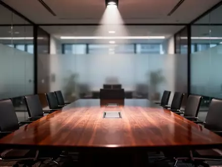 Moderner, leerer Konferenzraum in einem Bürogebäude mit eleganter Inneneinrichtung und professioneller Beleuchtung. - Foto: über boerse-global.de
