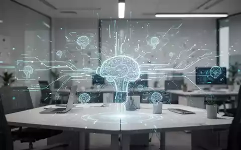 Abstrakte digitale Schnittstelle und Datenströme, die autonome KI-Systeme symbolisieren, in einem modernen Büro. - Foto: über boerse-global.de