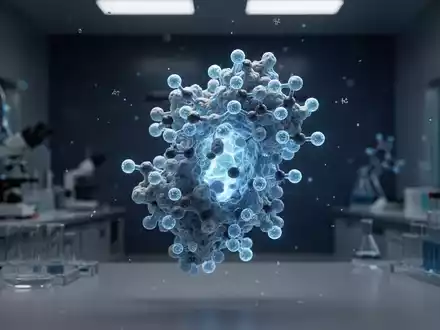 Eine komplexe, leuchtende 3D-Struktur eines Proteins in einer modernen Laborumgebung. - Foto: über boerse-global.de