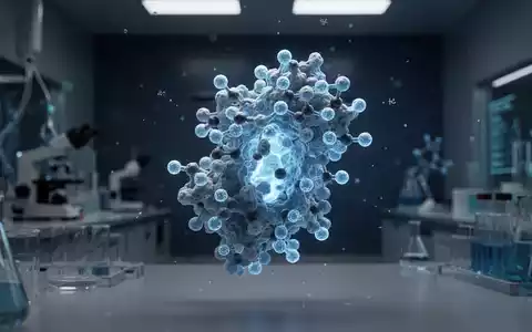 Eine komplexe, leuchtende 3D-Struktur eines Proteins in einer modernen Laborumgebung. - Foto: über boerse-global.de