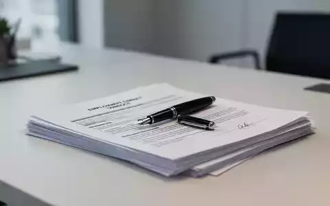 Ein Füllfederhalter liegt auf einem Stapel ordentlicher Arbeitsverträge auf einem modernen Schreibtisch. - Foto: über boerse-global.de