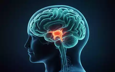 Stilisierte Darstellung eines menschlichen Gehirns mit hervorgehobenem Hypothalamus in einem klinischen Forschungskontext. - Foto: ĂĽber boerse-global.de