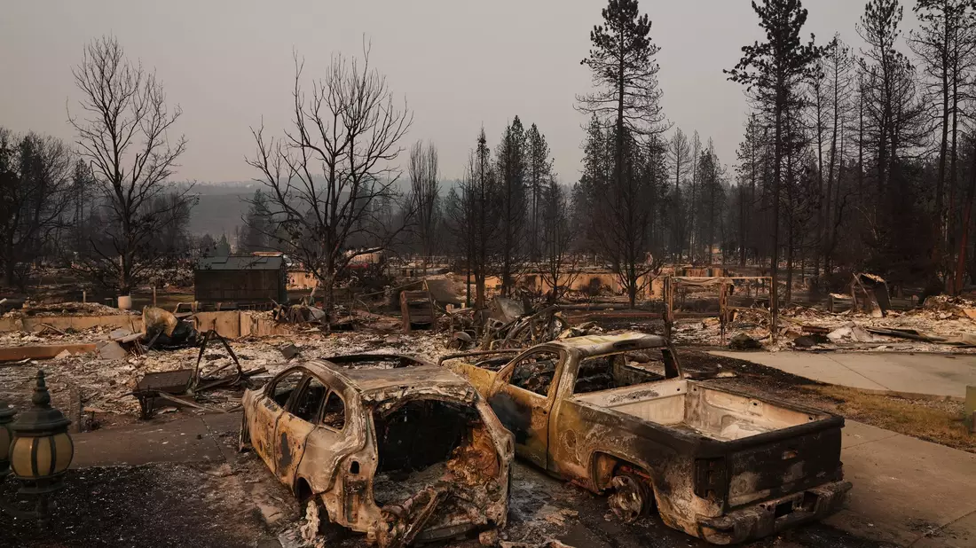 Großflächige Zerstörung durch Feuer gibt es im US-Bundesstaat Washington. - Bild: Lindsey Wasson/AP/dpa