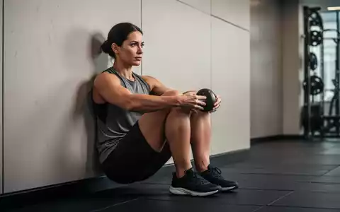 Eine Person führt einen Wandsitz zur Blutdrucksenkung aus, in einem hellen, modernen Trainingsraum. - Foto: über boerse-global.de