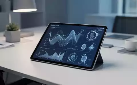 Modernes Büro-Setup mit digitalem Tablet, das Datenvisualisierungen und biometrische Symbole für Verwaltungsprozesse anzeigt. - Foto: über boerse-global.de