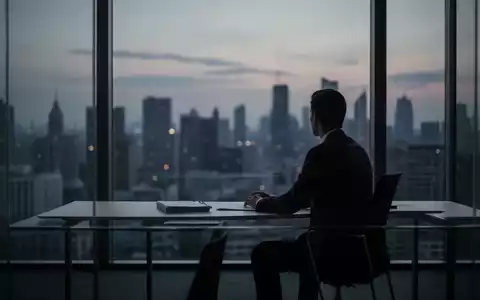 Eine Person sitzt allein an einem modernen Schreibtisch und blickt nachdenklich aus einem Fenster auf eine Stadtlandschaft. - Foto: über boerse-global.de