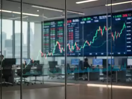Moderne Börsenumgebung mit verschwommenen Aktienkursen auf einem digitalen Anzeigebildschirm - Foto: über boerse-global.de