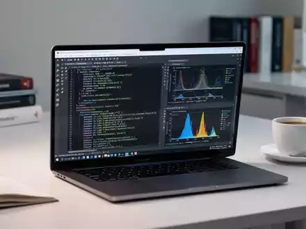 Ein moderner, professioneller Forschungsarbeitsplatz mit einem Laptop, auf dem wissenschaftliche Dokumente und Datenanalysen zu sehen sind. - Foto: über boerse-global.de