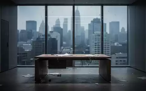 Ein verlassener, moderner Büroraum mit Blick auf eine Stadt, symbolisch für die aktuelle Welle an Firmeninsolvenzen. - Foto: über boerse-global.de