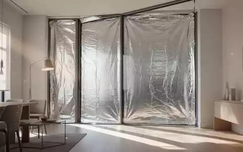 Eine von außen an einem Fenster angebrachte Hitzeschutzfolie in einem hellen, modern eingerichteten Raum. - Foto: über boerse-global.de