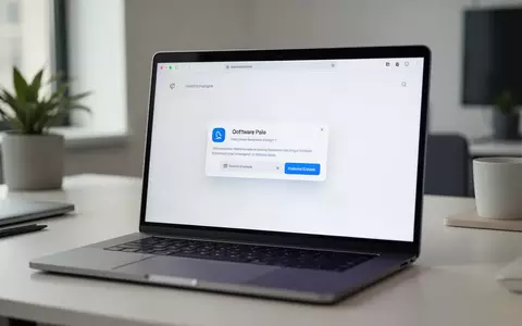 Ein moderner Laptop-Bildschirm zeigt eine Benutzeroberfläche mit einem dezenten Hinweisfenster für Software-Bewertungen. - Foto: über boerse-global.de
