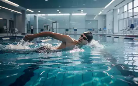 Eine Person schwimmt entspannt in einem modernen Hallenbad als Teil einer physiotherapeutischen Rehabilitation. - Foto: über boerse-global.de