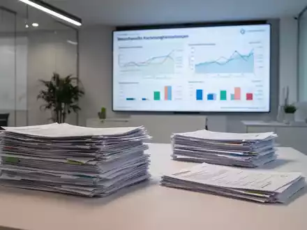 Ein moderner Büroarbeitsplatz mit Finanzdiagrammen und Unterlagen zur gesetzlichen Krankenversicherung. - Foto: über boerse-global.de