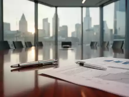 Moderner Konferenzraum in einem Finanzviertel mit einem Füllfederhalter auf einem Bericht, symbolisch für diskreten Investorenaktivismus. - Foto: über boerse-global.de