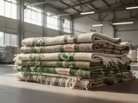 Stapel hochwertiger Textilien in einem modernen Lagerhaus als Symbol für die Kreislaufwirtschaft in der Modebranche. - Foto: über boerse-global.de