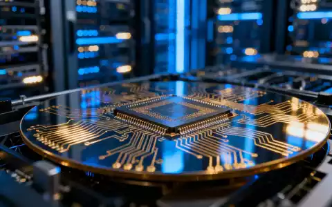 Nahaufnahme eines Silizium-Wafers mit Mikrochips vor einer modernen Rechenzentrum-Kulisse - Foto: über boerse-global.de