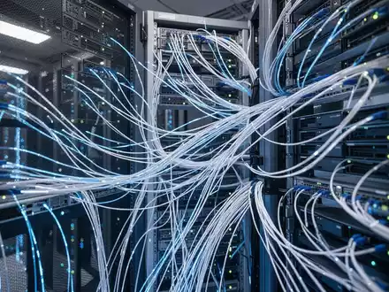 Moderne Serverräume mit leuchtenden Glasfaserkabeln in einem professionellen Rechenzentrum. - Foto: über boerse-global.de