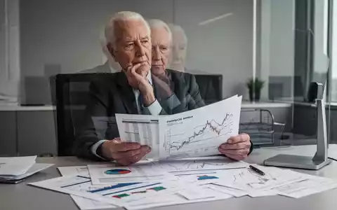Eine Person betrachtet nachdenklich Rentenunterlagen und Finanzdiagramme an einem modernen Schreibtisch. - Foto: über boerse-global.de