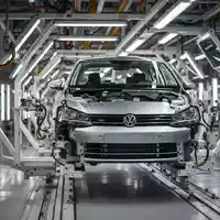 Moderne Fertigungslinie in einem Volkswagen-Werk mit Fokus auf industrielle Präzision und Technik. - Foto: über boerse-global.de