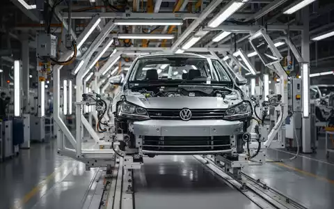 Moderne Fertigungslinie in einem Volkswagen-Werk mit Fokus auf industrielle Präzision und Technik. - Foto: über boerse-global.de