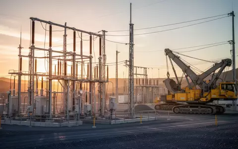 Moderne Bergbauanlage mit fortschrittlicher Strominfrastruktur bei Sonnenuntergang. - Foto: über boerse-global.de