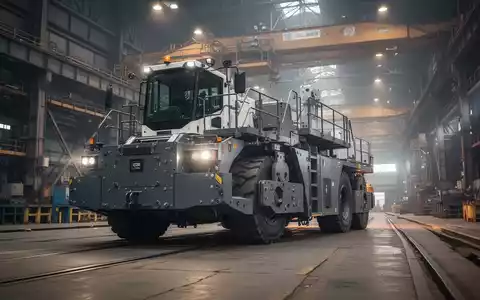 Ein autonomes Schwerlast-Transportfahrzeug auf dem Boden einer großen Industriehalle. - Foto: über boerse-global.de