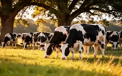 Eine Rinderherde auf einer sonnigen Weide mit schattenspendenden Bäumen an einem heißen Sommertag. - Foto: über boerse-global.de