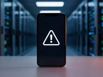 Ein Smartphone mit einem digitalen Warnsymbol auf einem unscharfen technologischen Hintergrund. - Foto: über boerse-global.de