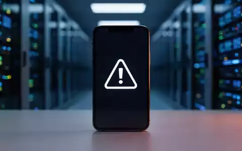 Ein Smartphone mit einem digitalen Warnsymbol auf einem unscharfen technologischen Hintergrund. - Foto: über boerse-global.de