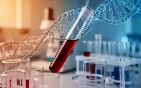 Laboraufnahme einer Blutprobe mit abstraktem DNA-Hintergrund zur Veranschaulichung saisonaler Genaktivität. - Foto: über boerse-global.de