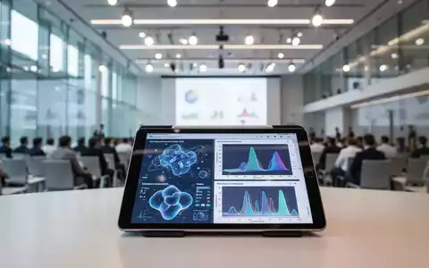 Digitales Tablet mit medizinischen Datenvisualisierungen in einem modernen Konferenzsaal. - Foto: über boerse-global.de