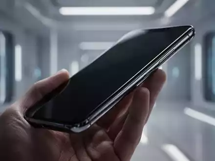 Schlankes Premium-Smartphone in der Hand vor minimalistischem Hightech-Hintergrund. - Foto: über boerse-global.de