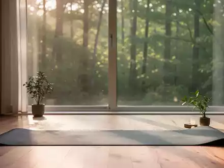Ein heller, minimalistischer Raum mit einer Yogamatte und natürlichem Licht, der eine ruhige Atmosphäre zur Entspannung schafft. - Foto: über boerse-global.de