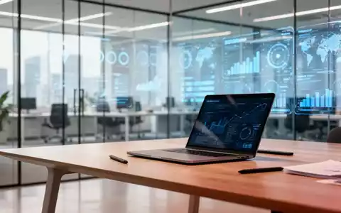 Modernes Büro mit Laptop und digitalen Datenvisualisierungen als Symbol für Start-up-Wachstum und Investitionen. - Foto: über boerse-global.de