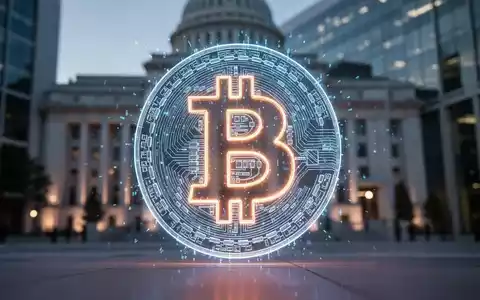 Digitales Bitcoin-Symbol vor einer verschwommenen Architektur, die an ein Parlamentsgebäude erinnert. - Foto: über boerse-global.de