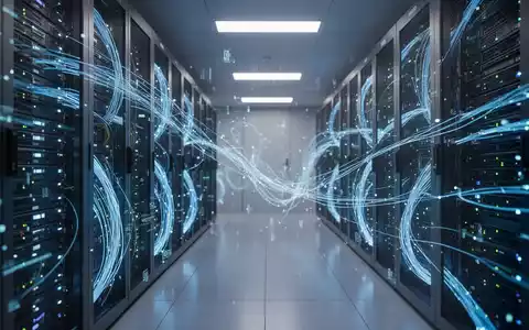 Moderne Serverinfrastruktur mit leuchtenden Glasfaserkabeln und digitaler Datenvisualisierung für KI-Workloads. - Foto: über boerse-global.de