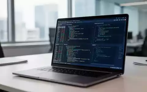Moderner Büroarbeitsplatz mit Laptop, auf dem digitale Finanzdaten und XML-Strukturen für die E-Rechnung zu sehen sind. - Foto: über boerse-global.de