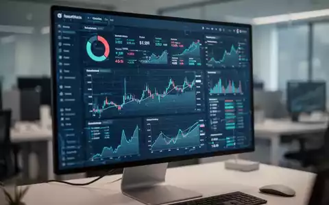 Nahaufnahme eines digitalen Dashboards mit Datenanalysen und Finanzdiagrammen auf einem Computerbildschirm in einem modernen Büro. - Foto: über boerse-global.de