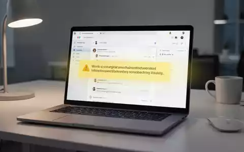 Ein Laptop-Bildschirm mit gelbem Warnbanner in professioneller E-Mail-Oberfläche gegen versehentliche Allen-Antworten. - Foto: über boerse-global.de