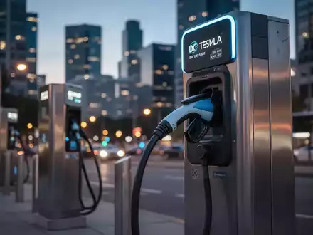 Eine moderne DC-Schnellladestation für Elektroautos in einem städtischen Umfeld bei Dämmerung. - Foto: über boerse-global.de