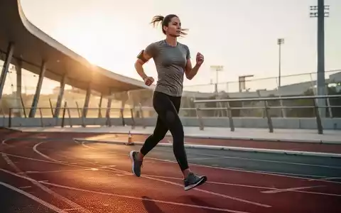 Eine sportlich gekleidete Person beim zügigen Gehen auf einer Laufbahn im Freien bei goldenem Licht. - Foto: über boerse-global.de
