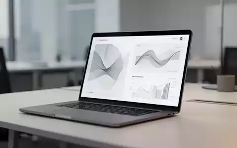 Moderner Büroarbeitsplatz mit Laptop, der digitale Produktivitätssoftware und Datenvisualisierung zeigt. - Foto: über boerse-global.de