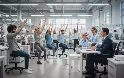 Mitarbeiter bei einer betrieblichen Gesundheitsberatung in einem modernen Büro- und Produktionsumfeld. - Foto: über boerse-global.de