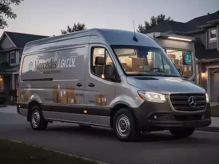 Ein Lieferwagen eines Logistikunternehmens steht in einer Wohnstraße bei Dämmerung. - Foto: über boerse-global.de